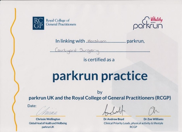 ParkRun Certificate
